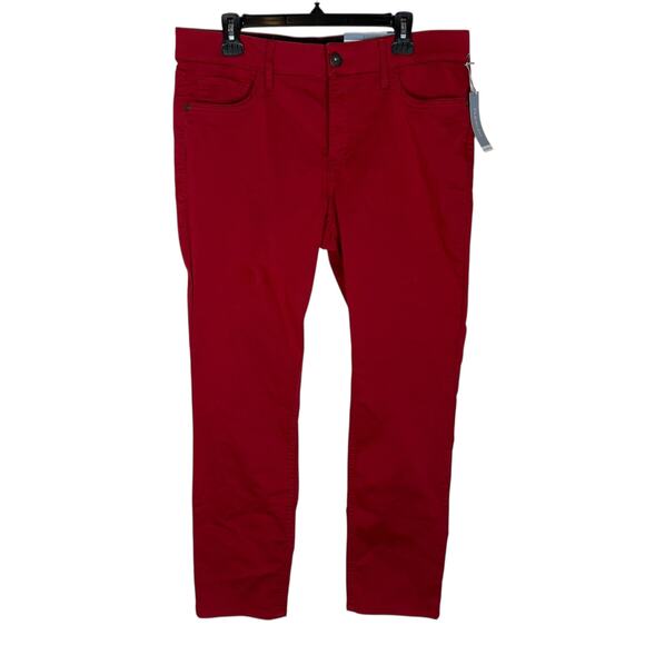 Liz Claiborne Jeans Womens 14 Red Denim Flex-Fit Classic Slim Skinny Leg Zip Fly - Picture 1 of 13